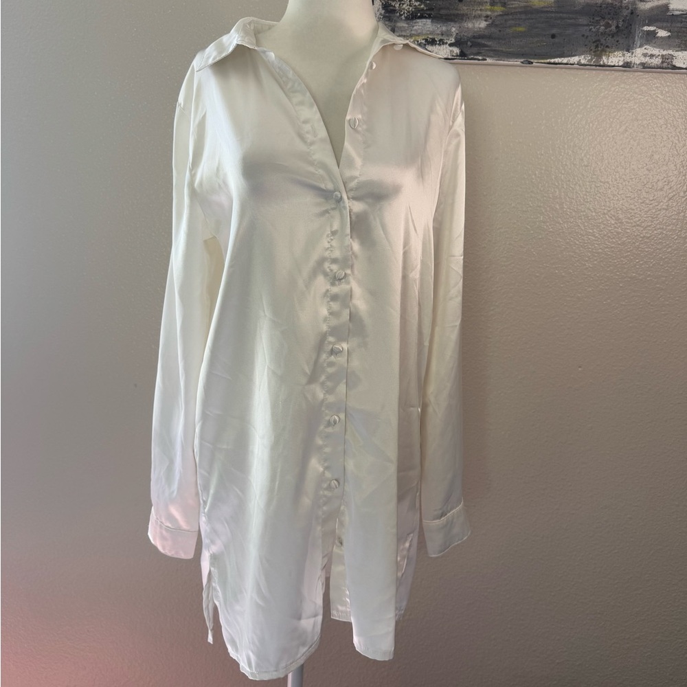 Princess Polly Elegant White Button-Up Shirt Dress